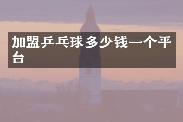 加盟乒乓球多少钱一个平台