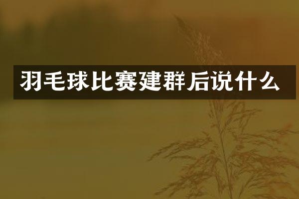 羽毛球比赛建群后说什么