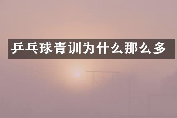 乒乓球青训为什么那么多