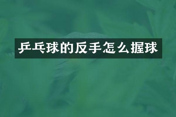 乒乓球的反手怎么握球