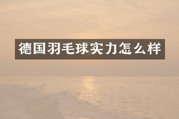 德国羽毛球实力怎么样