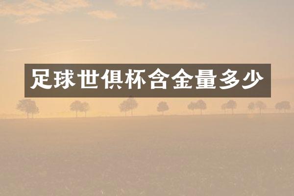 足球世俱杯含金量多少
