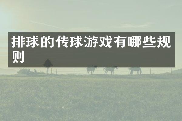 排球的传球游戏有哪些规则