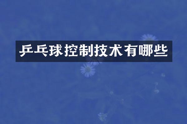 乒乓球控制技术有哪些