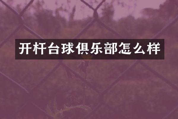 开杆台球俱乐部怎么样