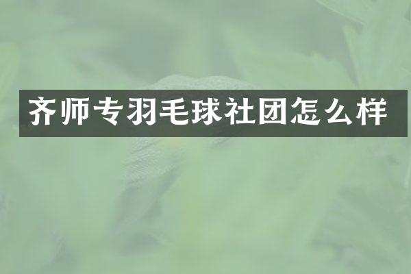 齐师专羽毛球社团怎么样