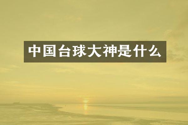 中国台球大神是什么