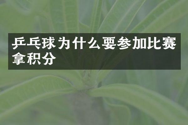 乒乓球为什么要参加比赛拿积分