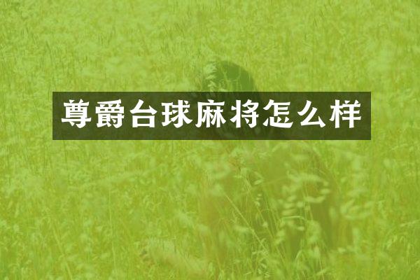尊爵台球麻将怎么样