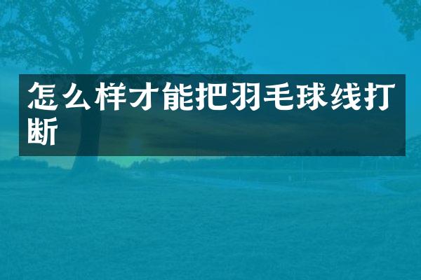 怎么样才能把羽毛球线打断
