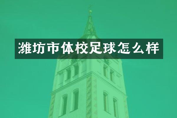 潍坊市体校足球怎么样