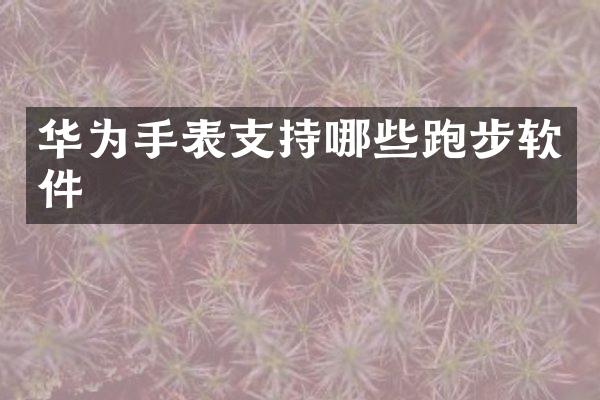 华为手表支持哪些跑步软件