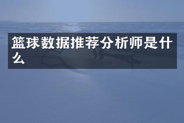 篮球数据推荐分析师是什么