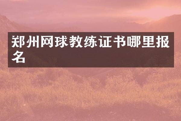 郑州网球教练证书哪里报名