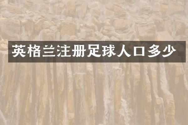 英格兰注册足球人口多少