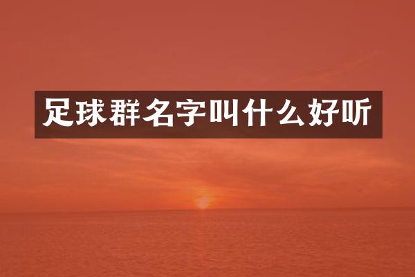 足球群名字叫什么好听