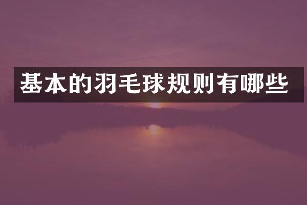 基本的羽毛球规则有哪些