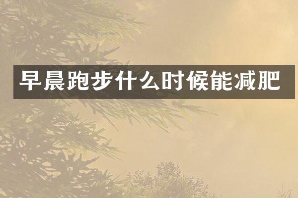 早晨跑步什么时候能减肥