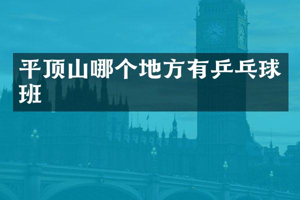 平顶山哪个地方有乒乓球班