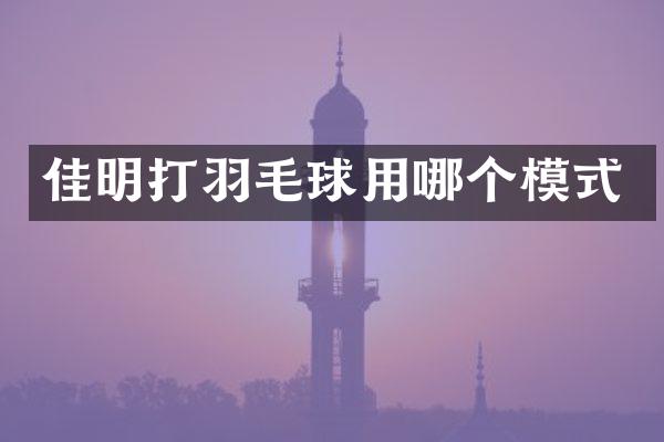 佳明打羽毛球用哪个模式