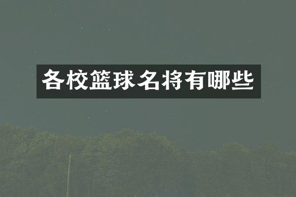 各校篮球名将有哪些