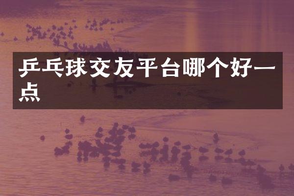 乒乓球交友平台哪个好一点