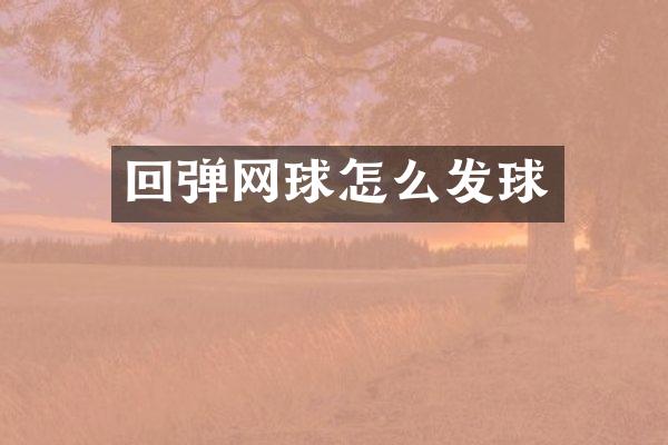 回弹网球怎么发球