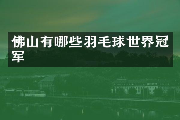 佛山有哪些羽毛球世界冠军