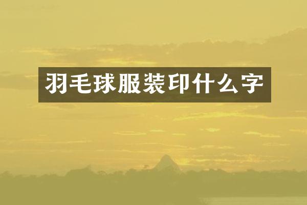羽毛球服装印什么字