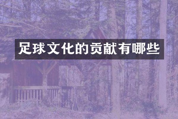 足球文化的贡献有哪些