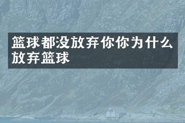 篮球都没放弃你你为什么放弃篮球
