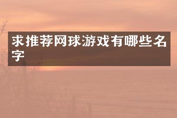 求推荐网球游戏有哪些名字