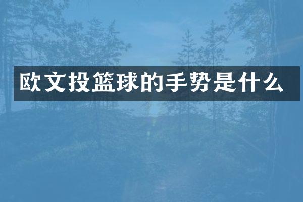 欧文投篮球的手势是什么