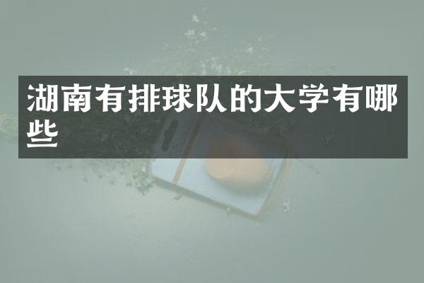 湖南有排球队的大学有哪些