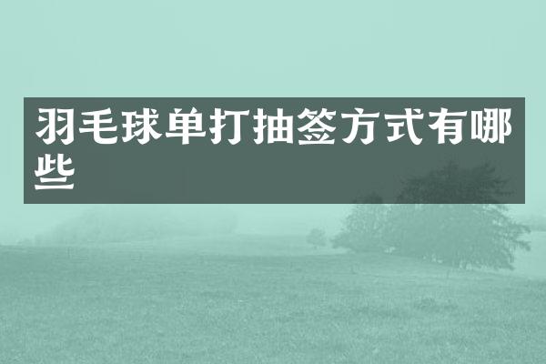 羽毛球单打抽签方式有哪些