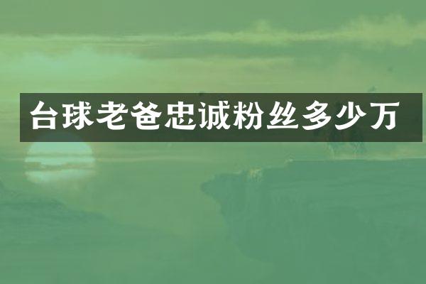 台球老爸忠诚粉丝多少万