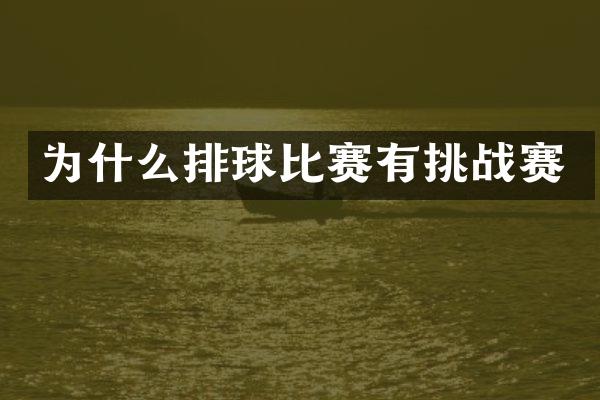 为什么排球比赛有挑战赛