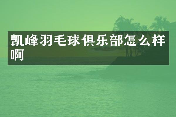 凯峰羽毛球俱乐部怎么样啊