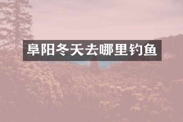 阜阳冬天去哪里钓鱼
