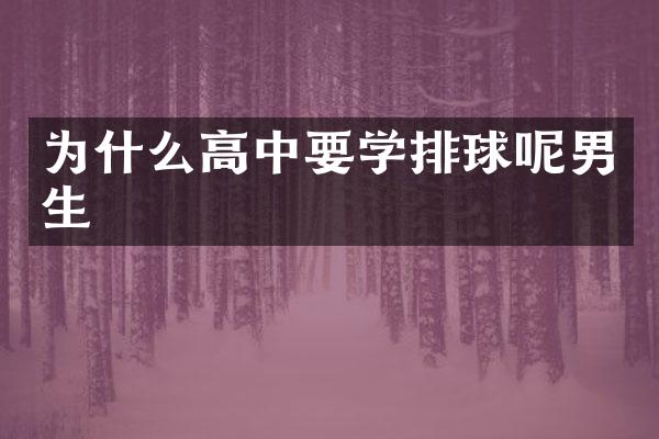 为什么高中要学排球呢男生