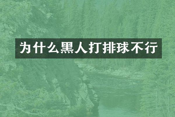 为什么黑人打排球不行