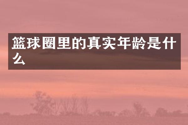 篮球圈里的真实年龄是什么