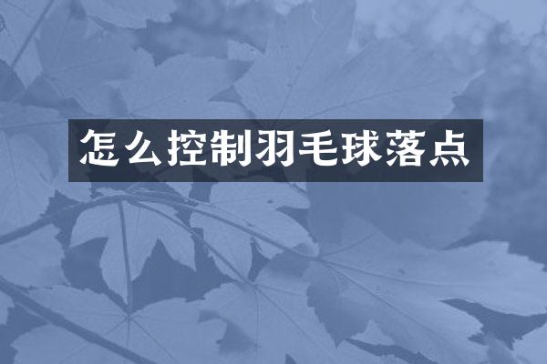 怎么控制羽毛球落点
