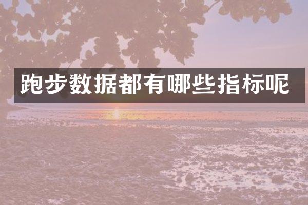 跑步数据都有哪些指标呢