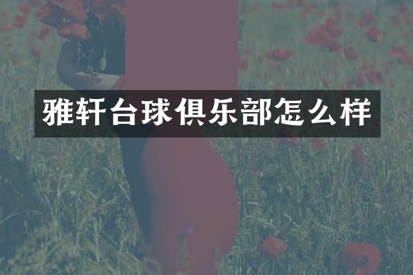 雅轩台球俱乐部怎么样