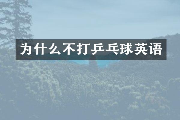为什么不打乒乓球英语