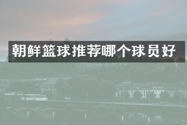 朝鲜篮球推荐哪个球员好