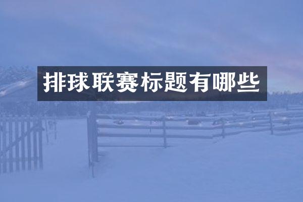 排球联赛标题有哪些