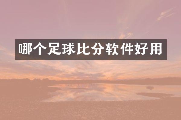 哪个足球比分软件好用