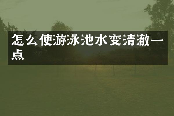 怎么使游泳池水变清澈一点